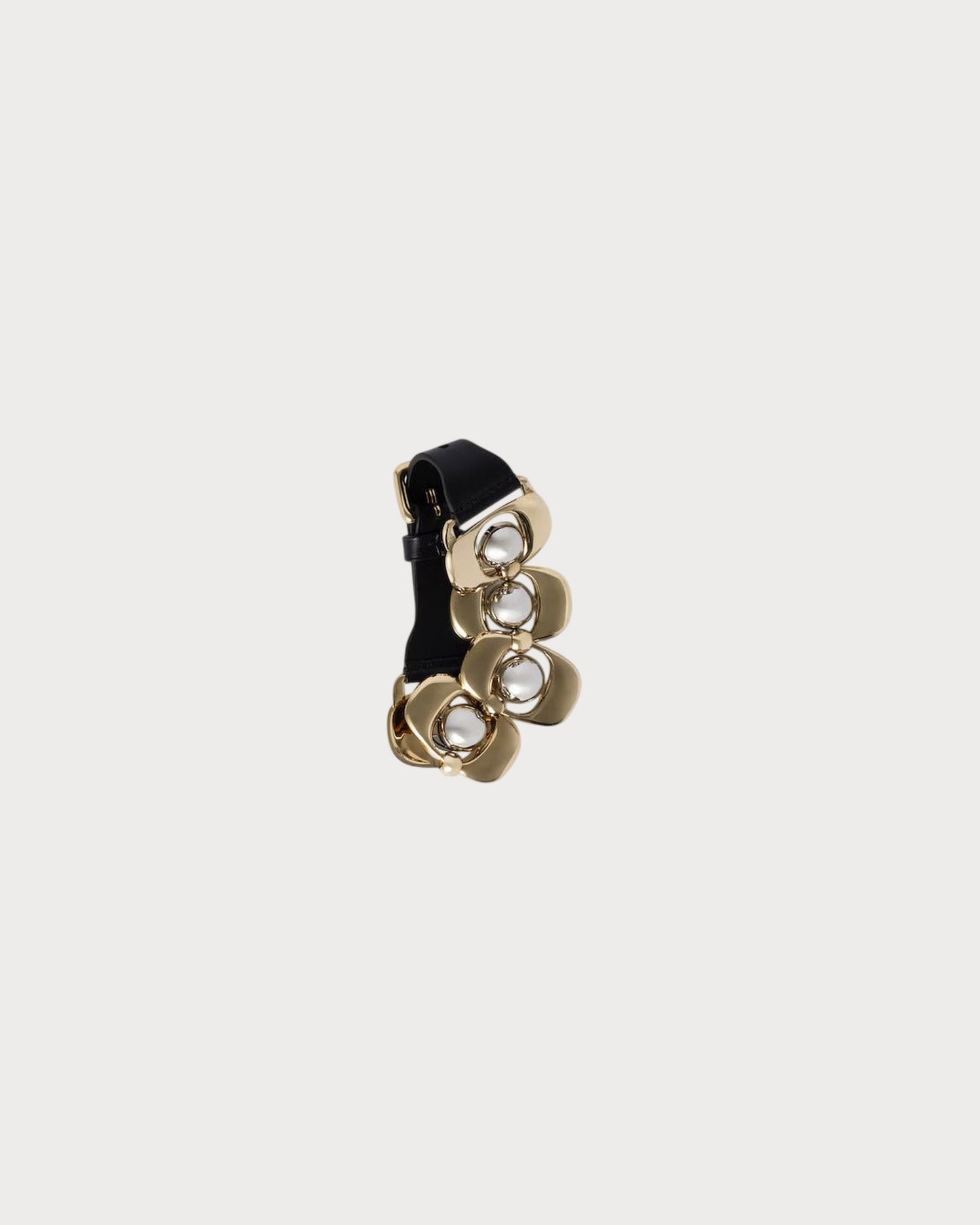 MIU MIU Leather and Metal Bracelet(Black)