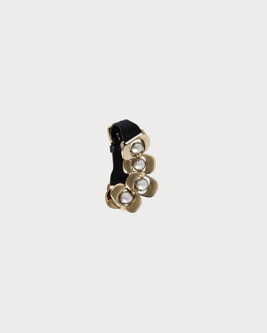 MIU MIU Leather and Metal Bracelet(Black)