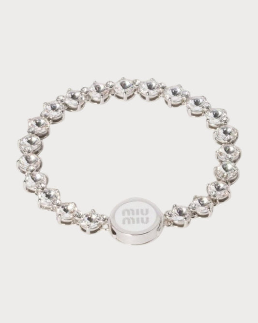 MIU MIU Metal Bracelet with Crystals(Silver)