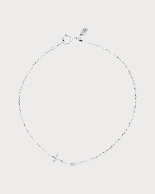 PERSEE White Gold and Diamond Symbols Cross Bracelet(White Gold)