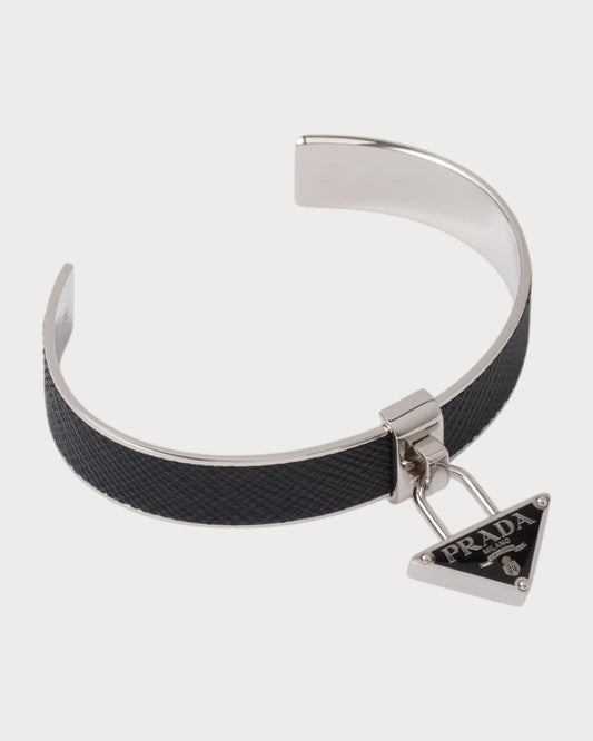 PRADA 1IB375 Metal and Saffiano Leather Bracelet(3 Colors)