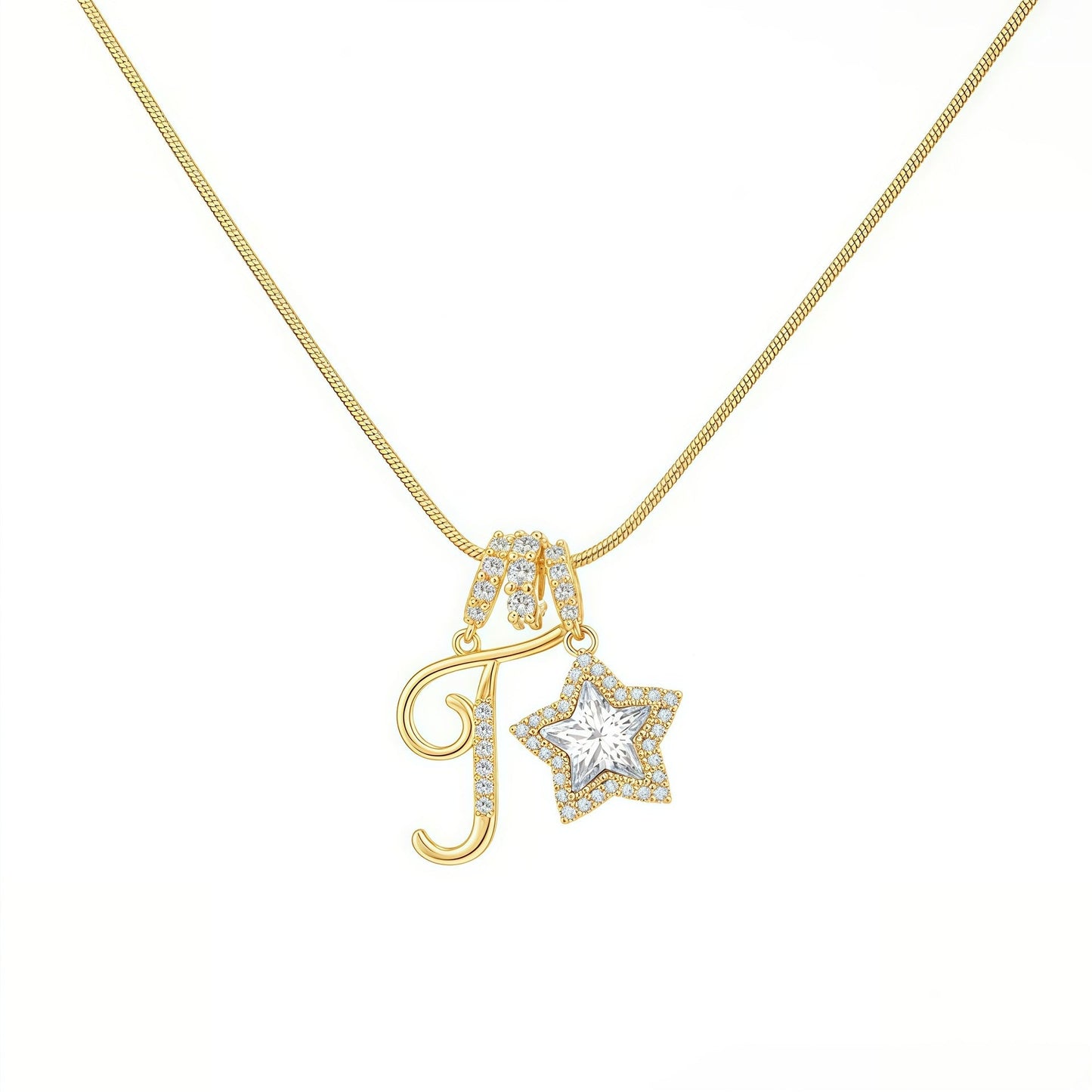 Initial & Star Pendant Necklace ¨C Waterproof & Tarnish-Free