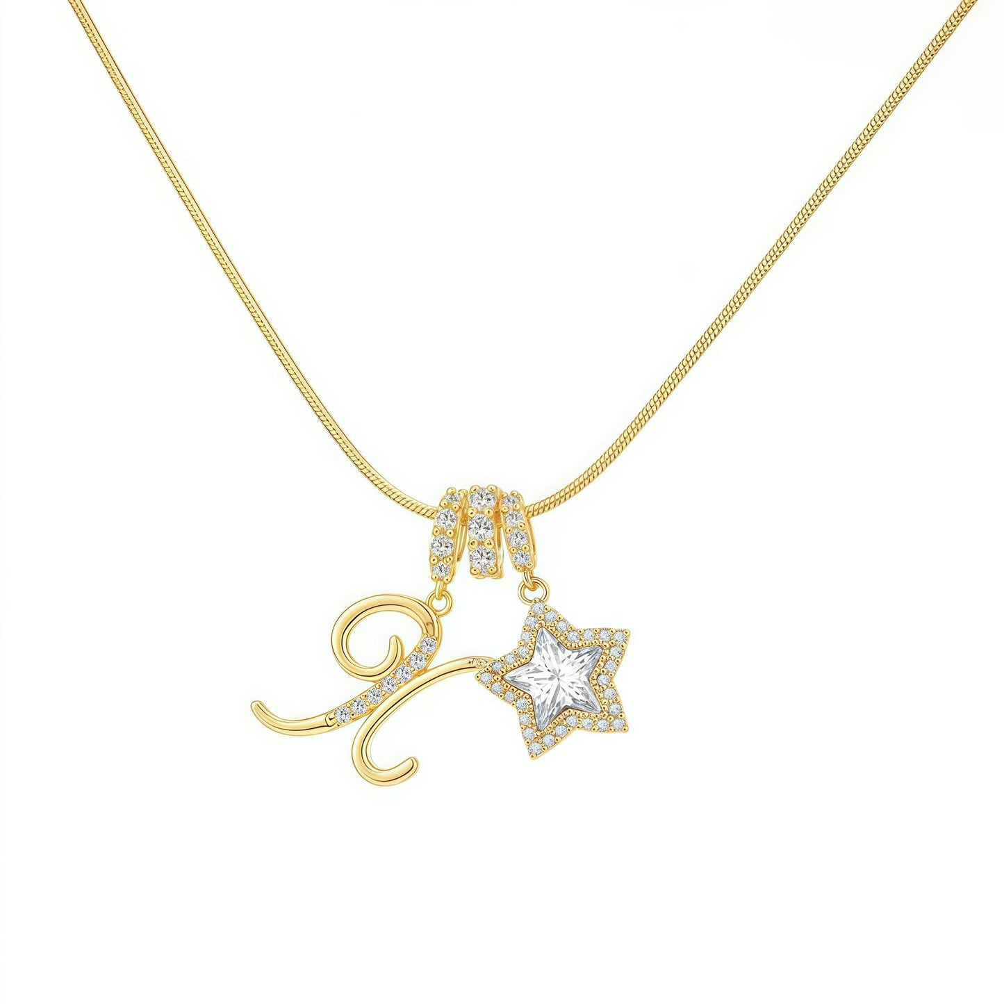 Initial & Star Pendant Necklace ¨C Waterproof & Tarnish-Free