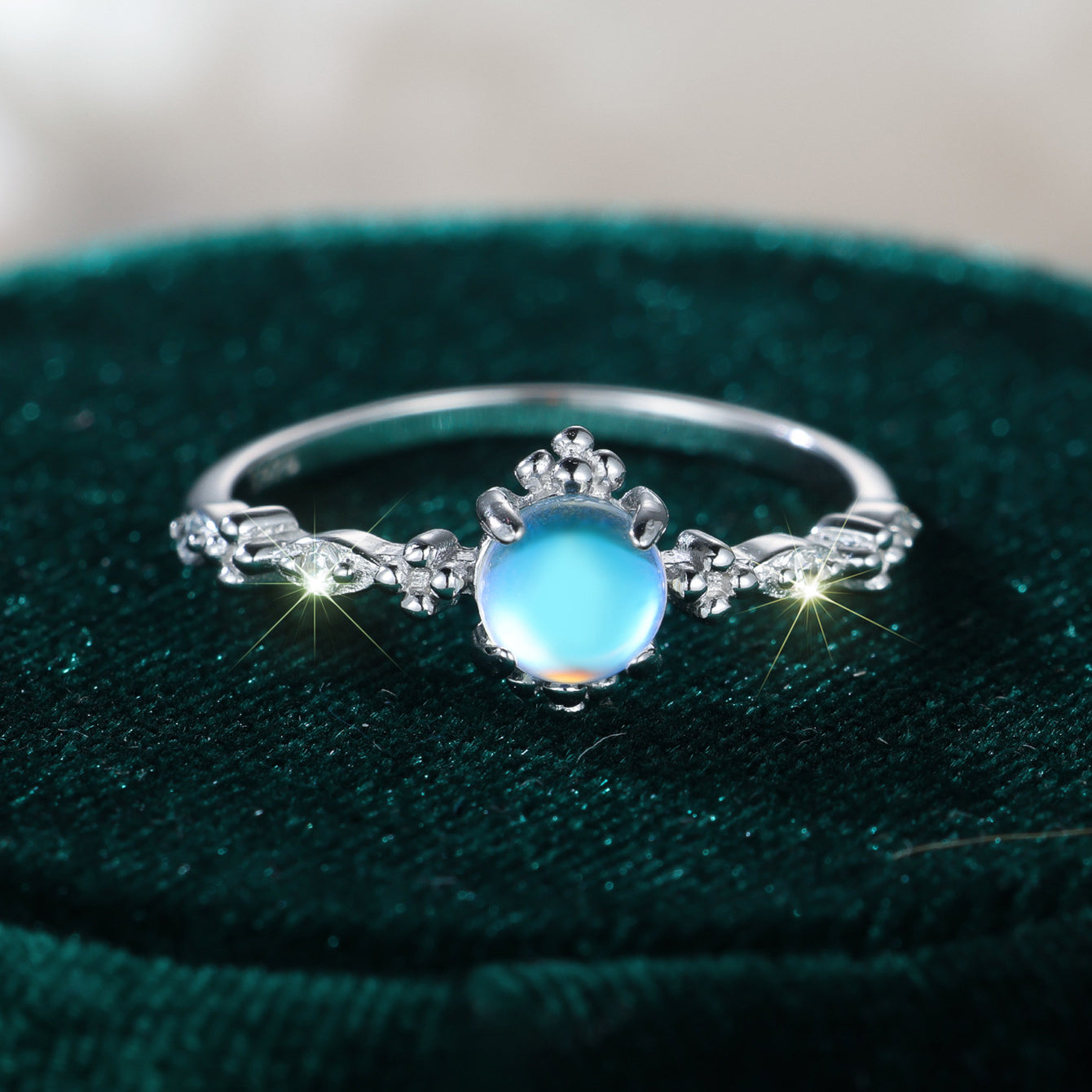 Gold-Plated Moonstone Open Ring