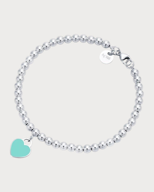 TIFFANY & CO. Return to Tiffany Blue Heart Tag Bead Bracelet in(Silver)