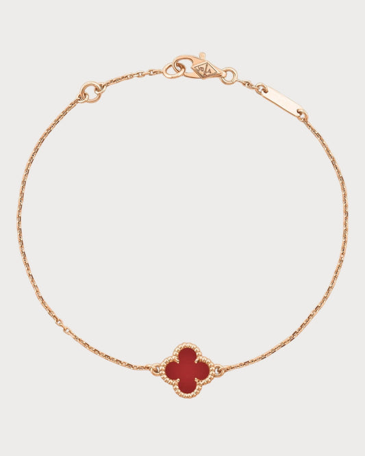VAN CLEEF & ARPELS Sweet Alhambra Carnelian Bracelet 18k(Rose Gold)