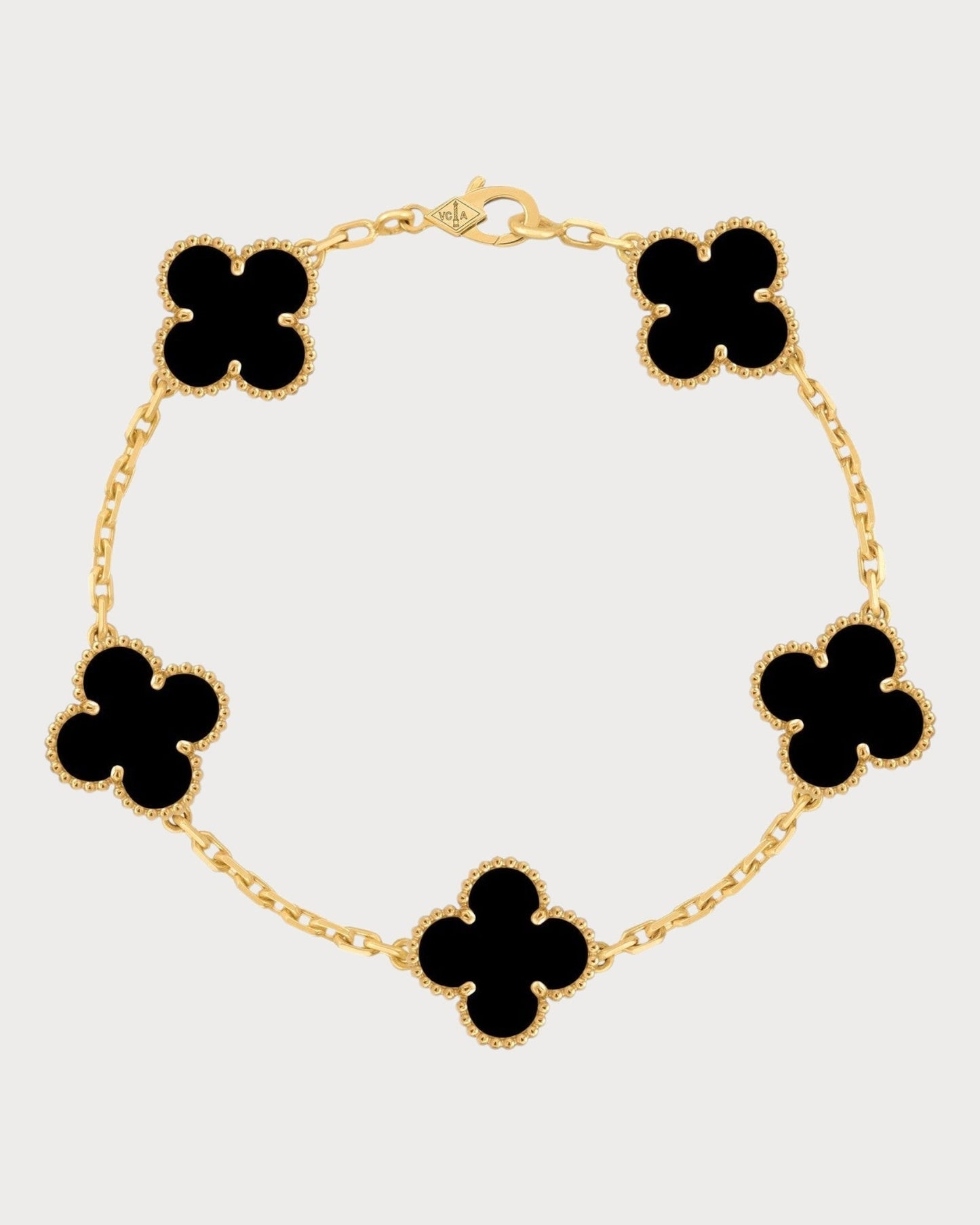 VAN CLEEF & ARPELS Vintage Alhambra Onyx Bracelet 18k(Yellow Gold)