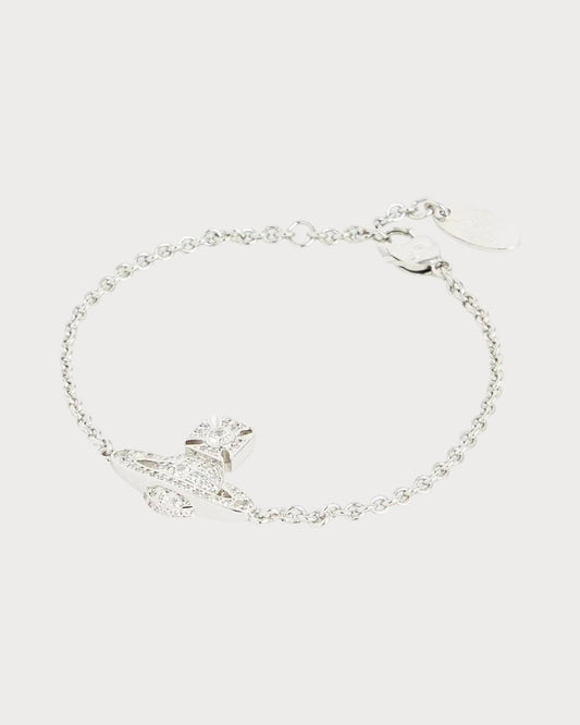 VIVIENNE WESTWOOD Carmela Bas Relief Brass and Cubic Zirconia Bracelet(Silver)
