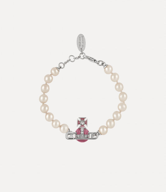 VIVIENNE WESTWOOD Kitty Pearl Bracelet Brass(Pink)