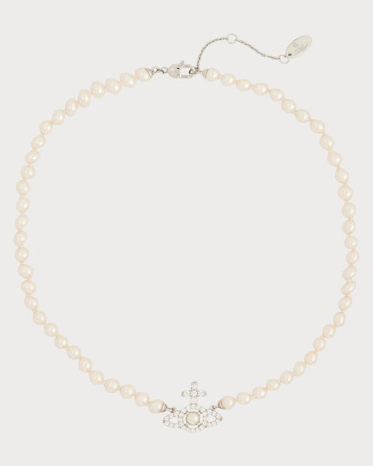 VIVIENNE WESTWOOD Olympia Pearl Brass Necklace(Silver)