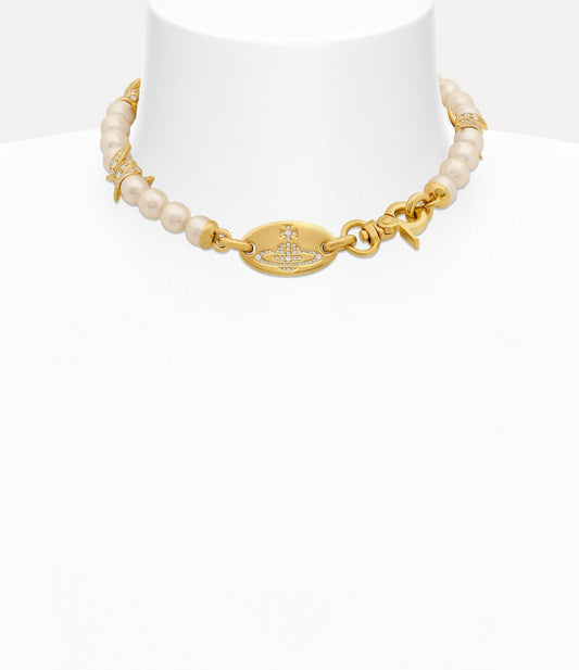 VIVIENNE WESTWOOD Verena Pearl Necklace Brass(2 Colors)
